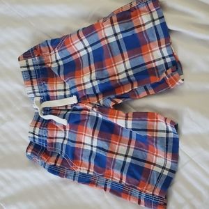 Boys Crazy 8 blue and orange plaid shorts. Size 3T